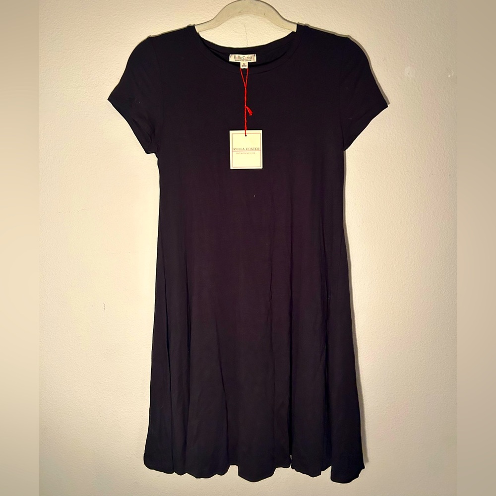 NWT Black T-shirt dress with back cutout